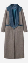 PLAID COAT WITH VELVET COLLAR