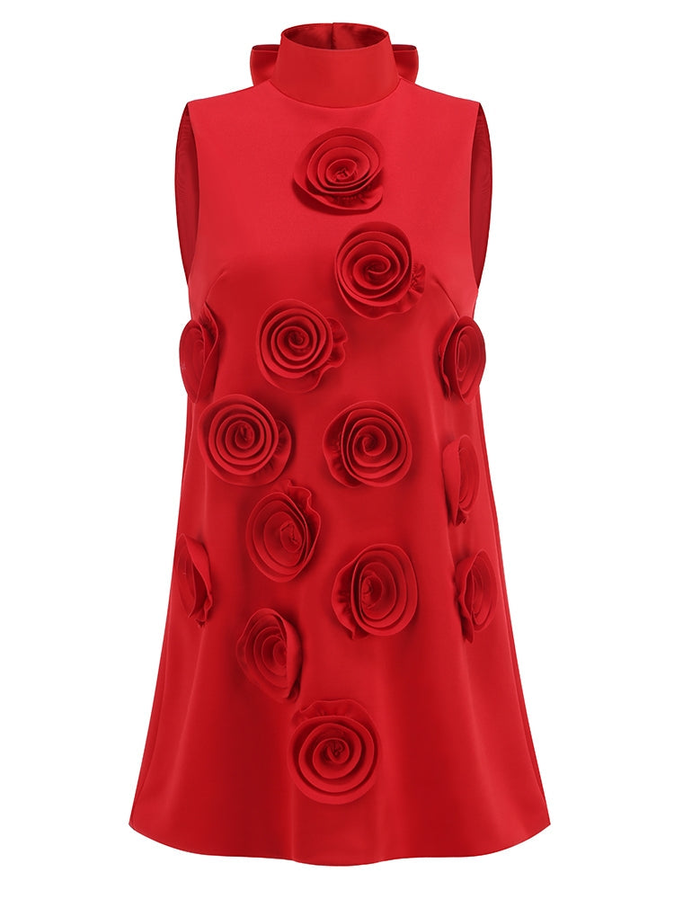 MINI-KLEID MIT BLUMEN-APPLIKATIONEN