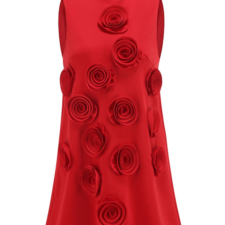 MINI-KLEID MIT BLUMEN-APPLIKATIONEN