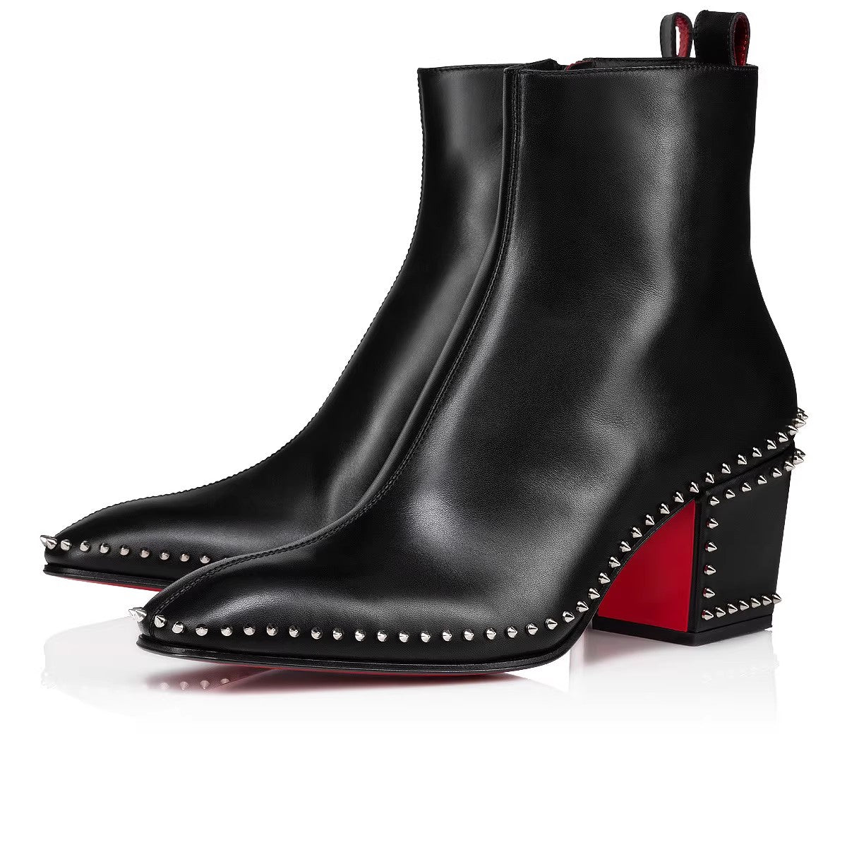STUDDED BLOCK HEEL ANKLE BOOTS