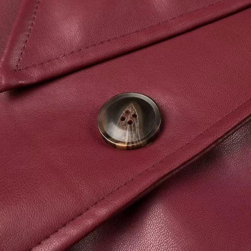 FAUX LEATHER JACKET IN BURGUNDY