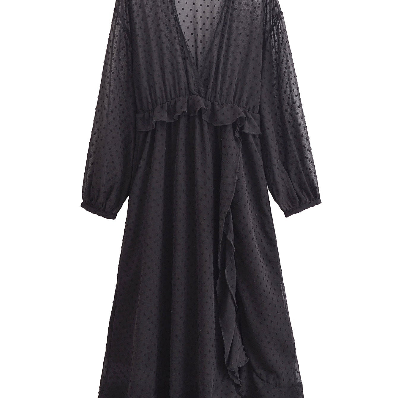 Gepunktetes Chiffon-Kleid im Überblick