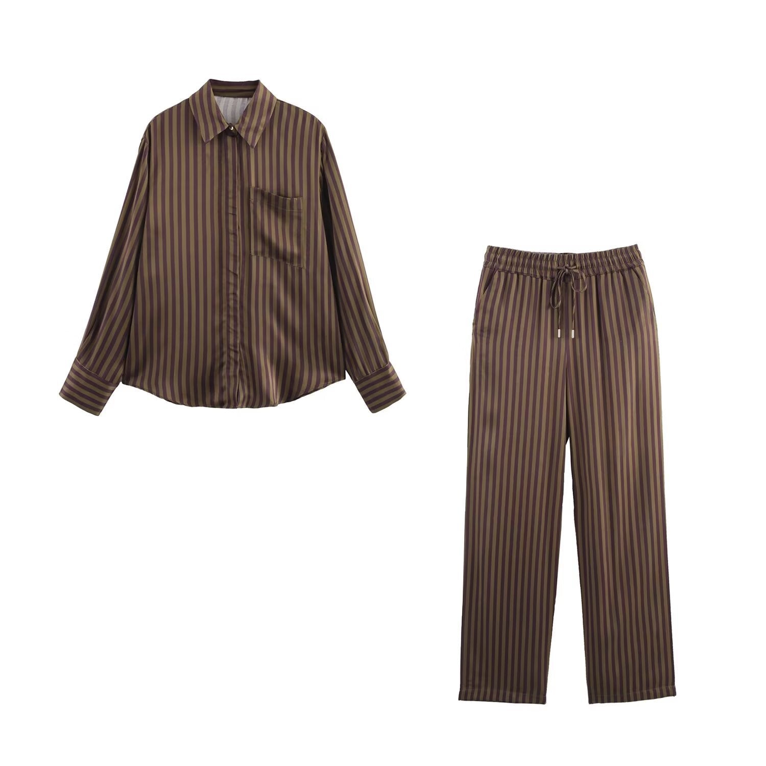 BROWN STRIPED COORDINATE SET