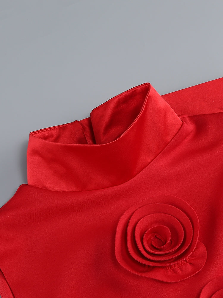 MINI-KLEID MIT BLUMEN-APPLIKATIONEN