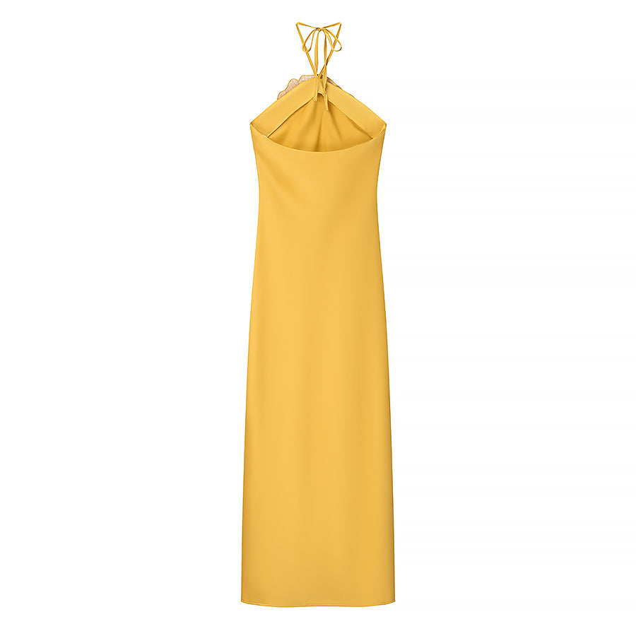 MAXI-KLEID MIT NECKHOLDER BLUMEN