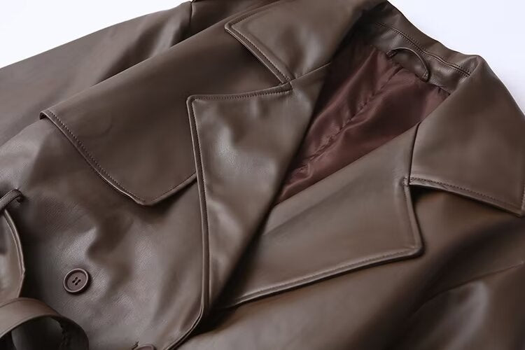 FAUX LEATHER TRENCH COAT