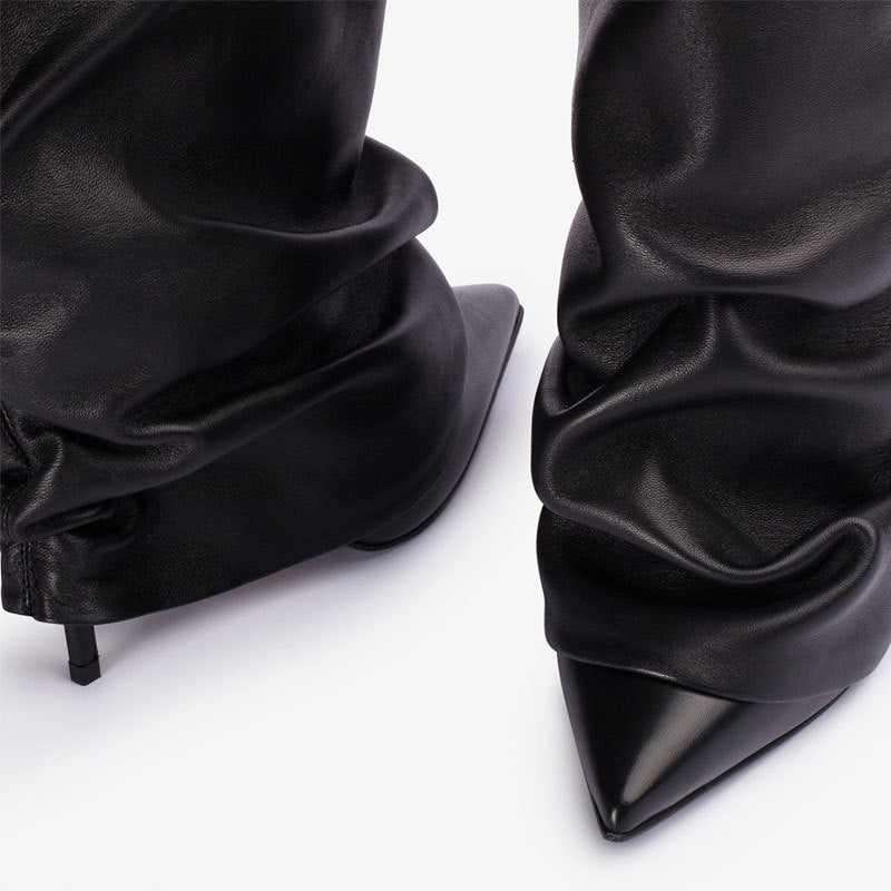 FAUX LEATHER KNEE-HIGH BOOTS