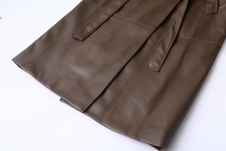 FAUX LEATHER TRENCH COAT