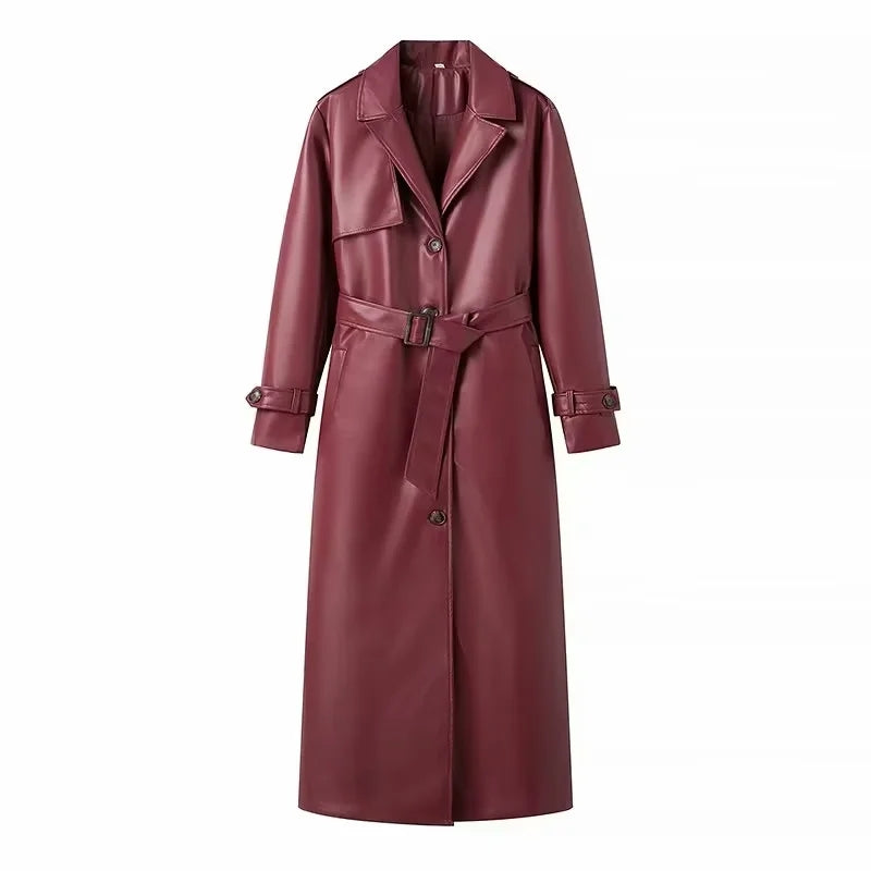 FAUX LEATHER JACKET IN BURGUNDY