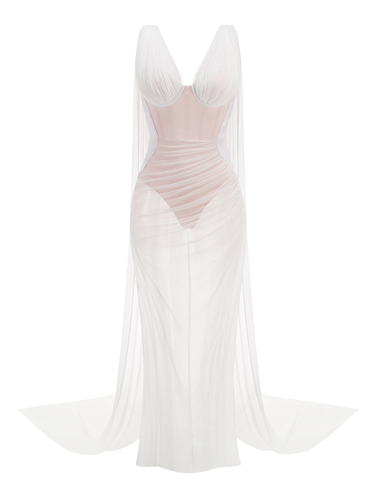 TRANSPARENTES MAXI-KLEID MIT BODYSUIT
