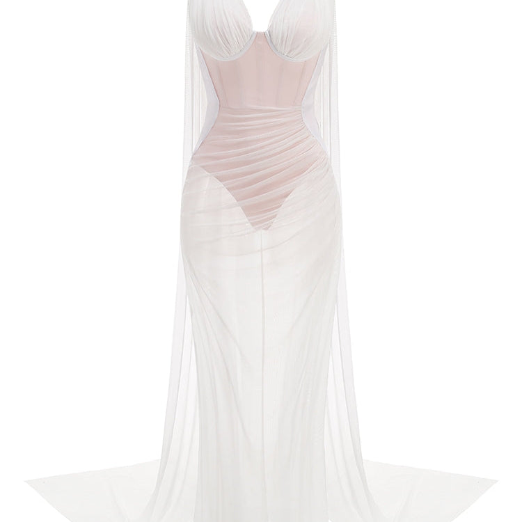 TRANSPARENTES MAXI-KLEID MIT BODYSUIT