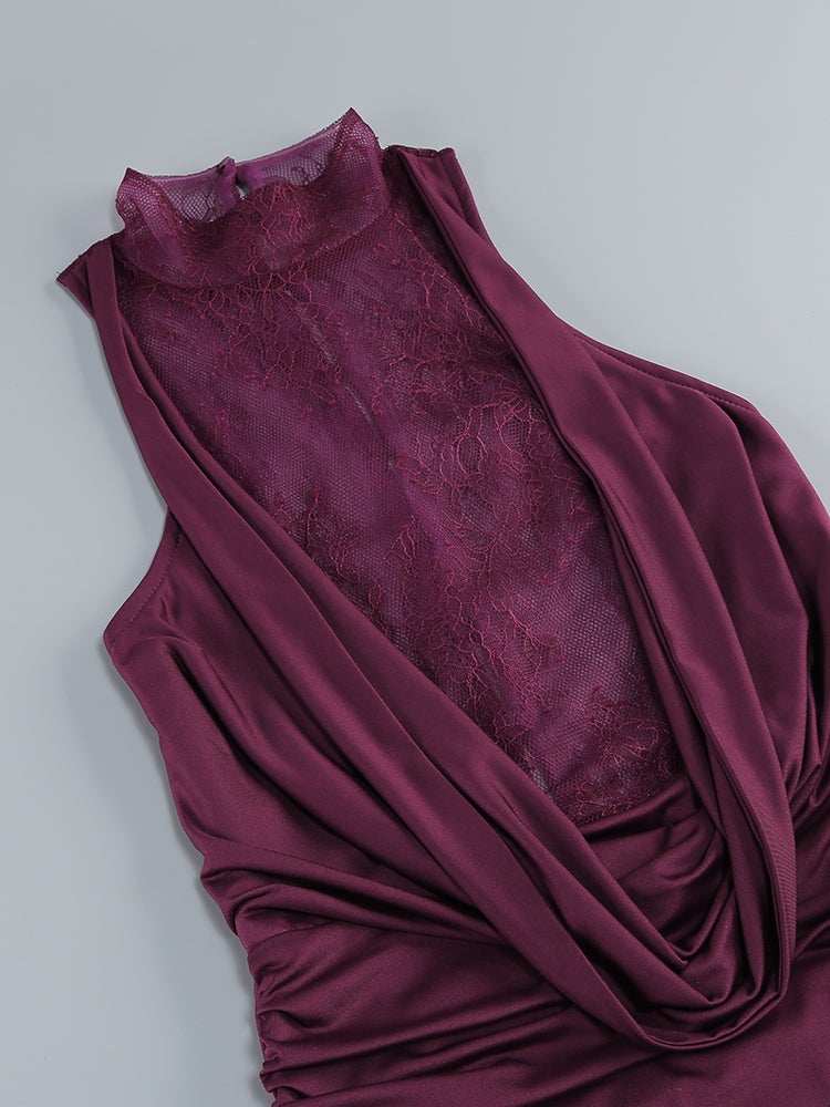 ELEGANTES MAXI-KLEID MIT SPITZEN-EINSÄTZEN