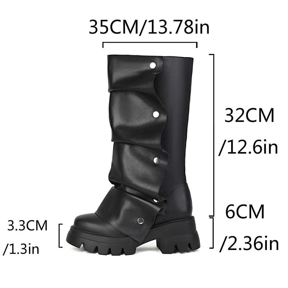 CHUNKY RUCHED PLATFORM BOOTS
