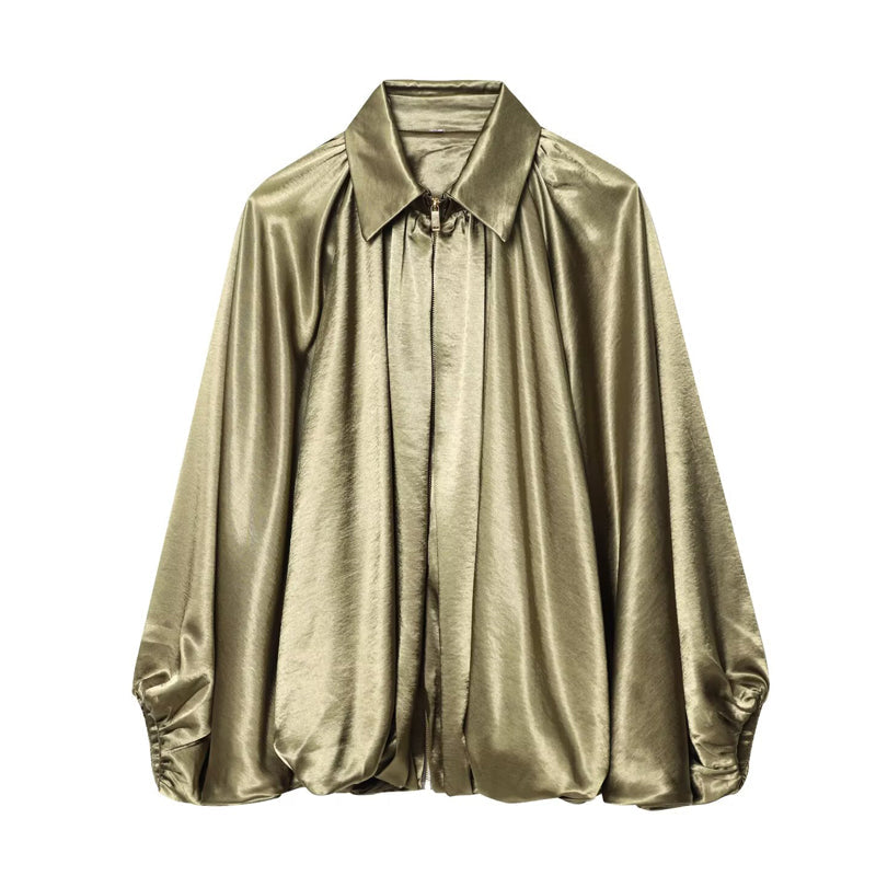 SATIN DRAPE BLOUSE