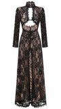 MAXI-KLEID MIT SPITZE UND HOHEM SCHLITZ