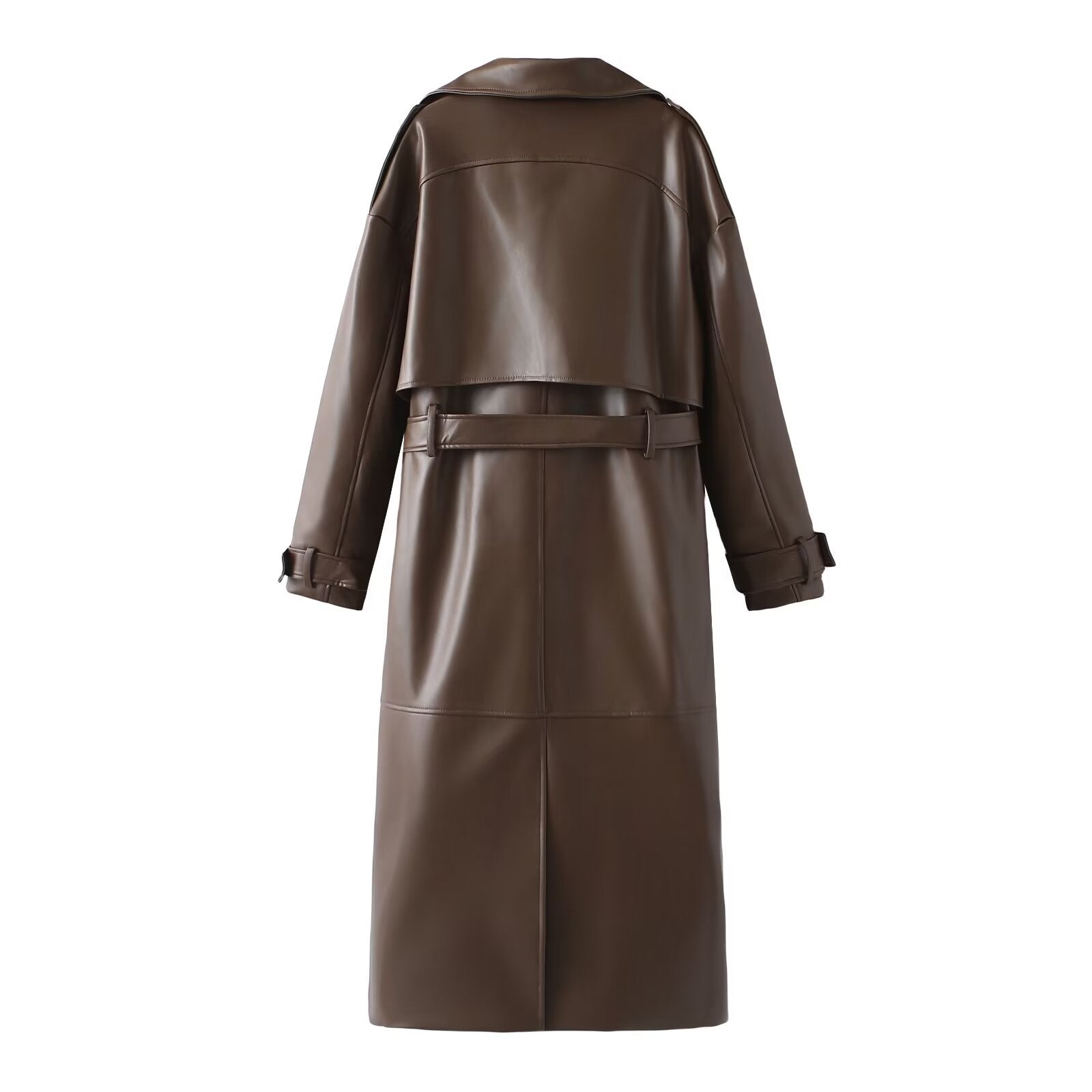 FAUX LEATHER TRENCH COAT