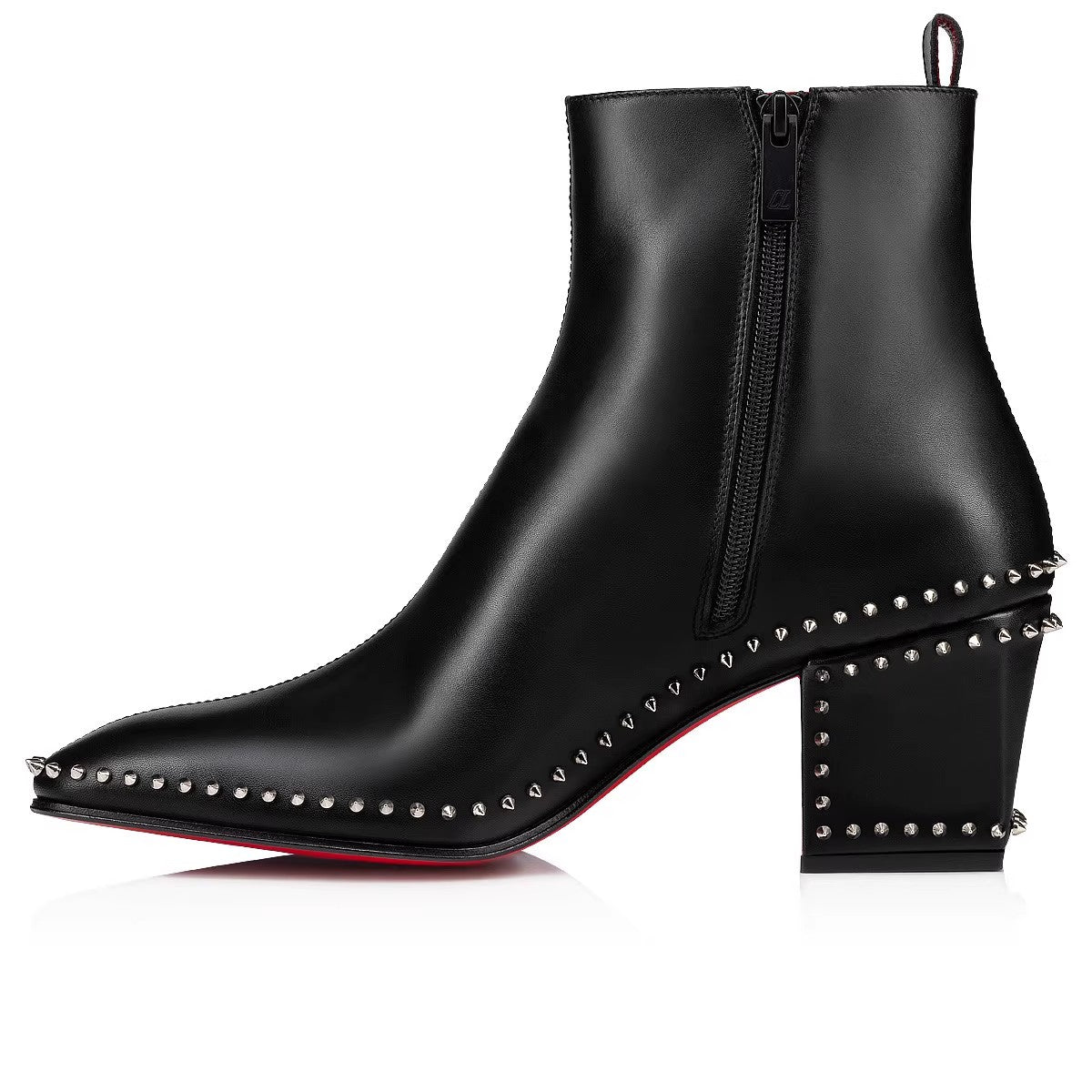 STUDDED BLOCK HEEL ANKLE BOOTS