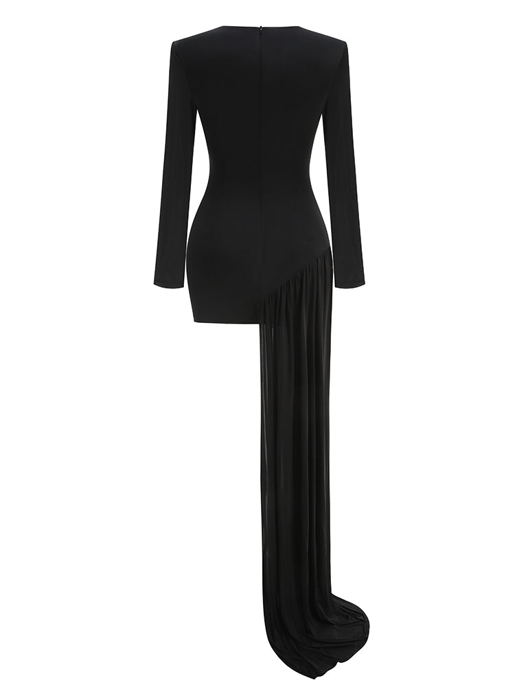 MINI-KLEID MIT STRASS-DETAIL UND SCHLEPPE