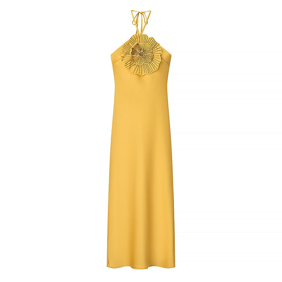 MAXI-KLEID MIT NECKHOLDER BLUMEN