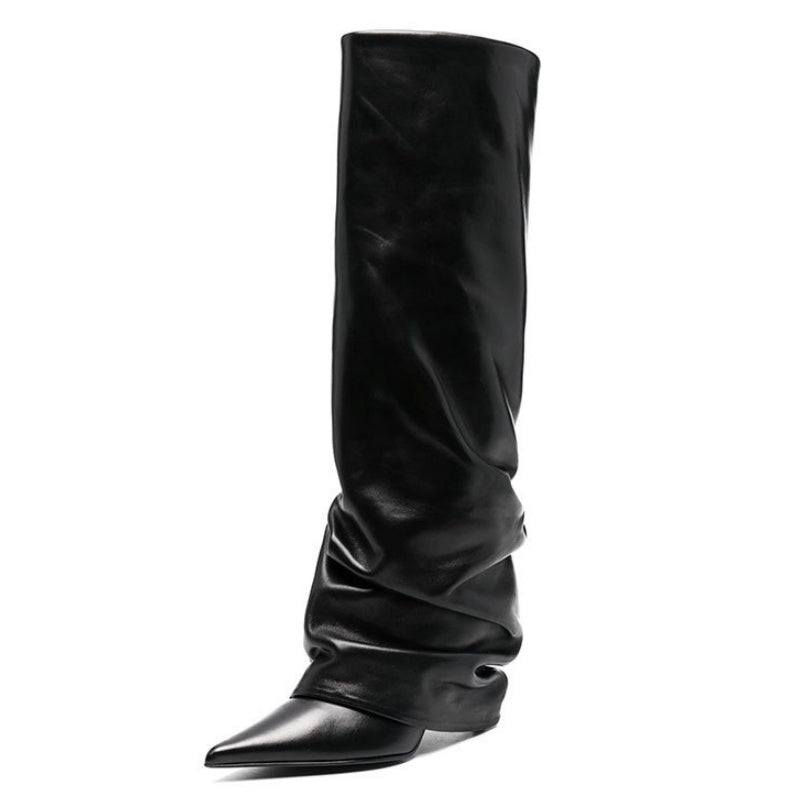 FAUX LEATHER KNEE-HIGH BOOTS