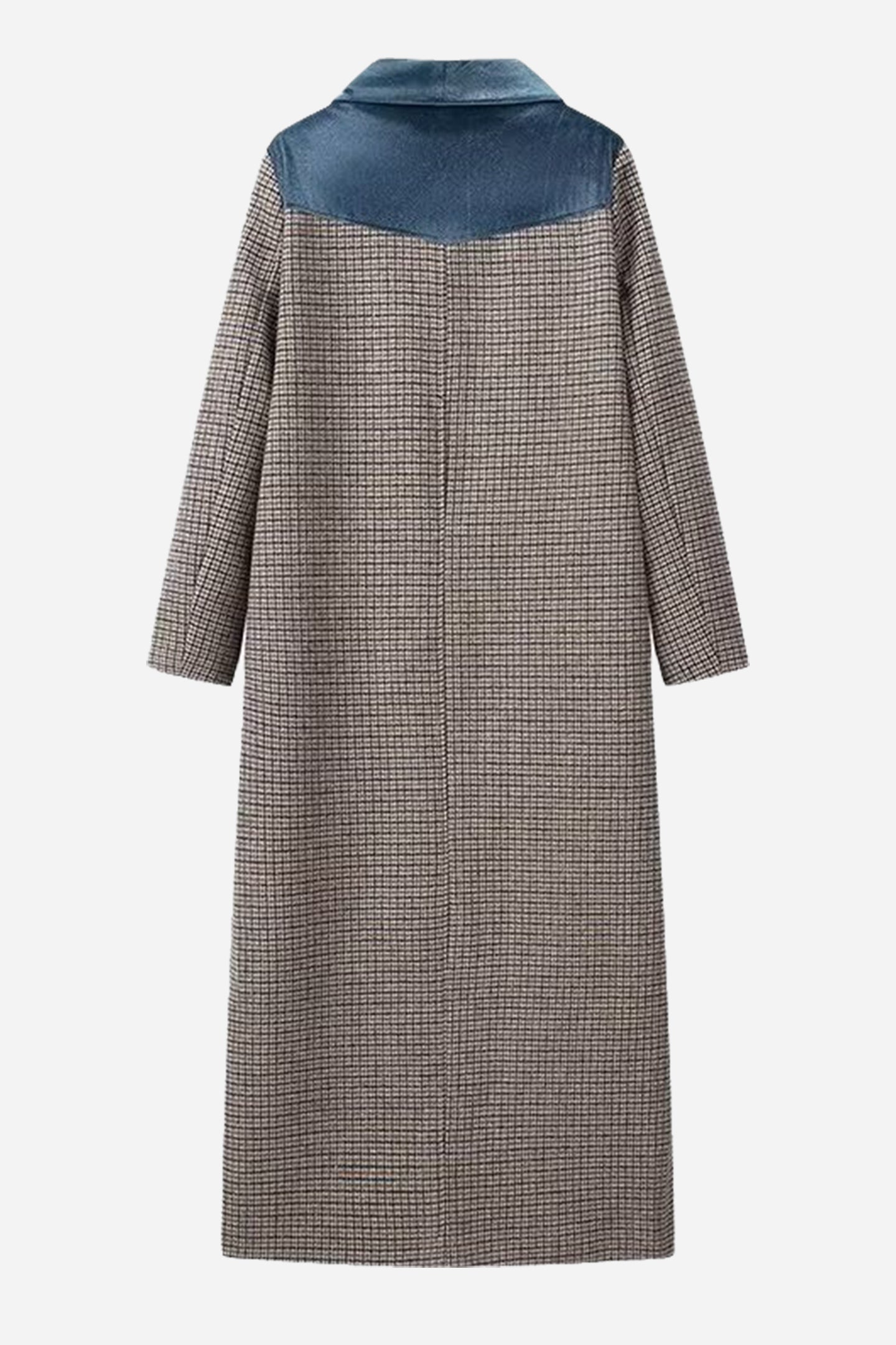 PLAID COAT WITH VELVET COLLAR