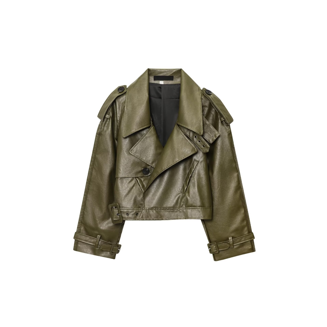 OVERSIZED PU LEATHER BIKER JACKET