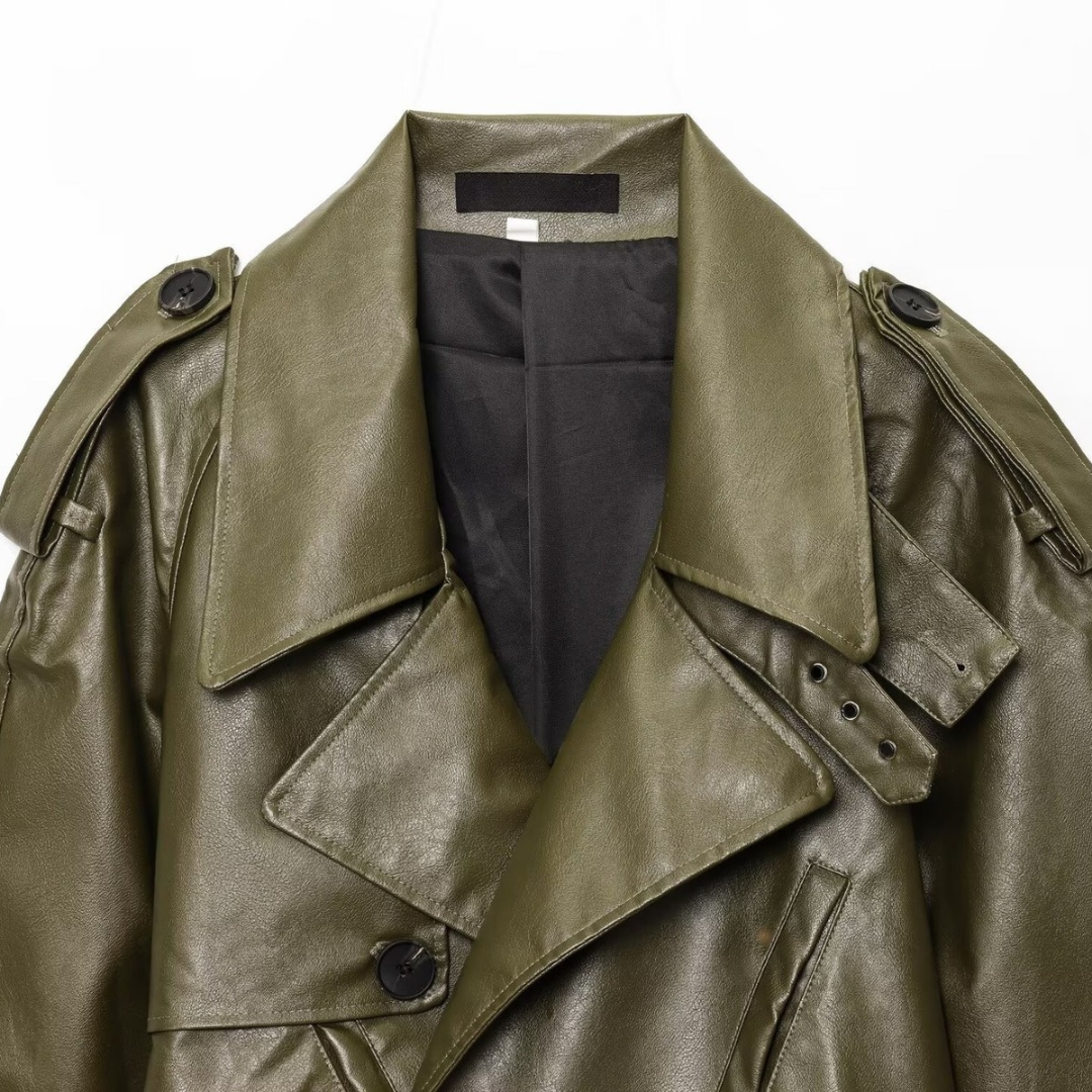 OVERSIZED PU LEATHER BIKER JACKET