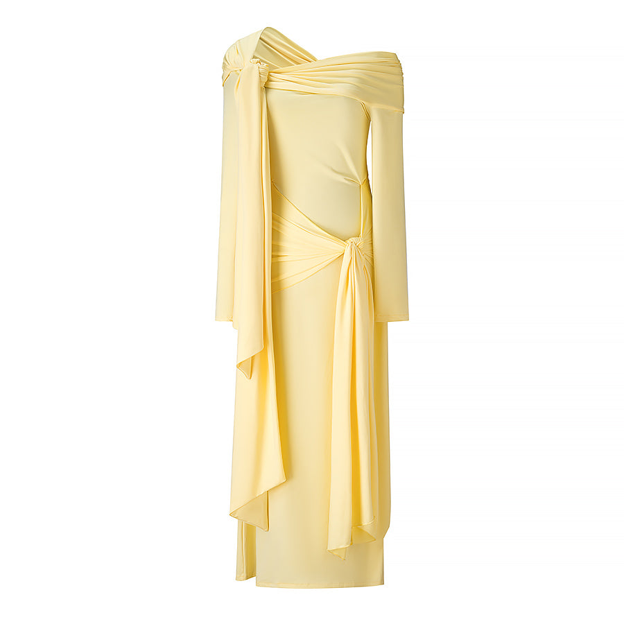 DRAPED OFF-SHOULDER DRESS