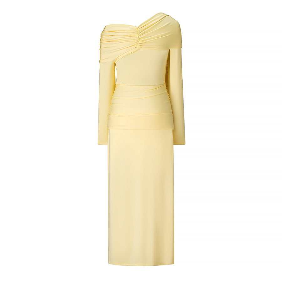 DRAPED OFF-SHOULDER DRESS