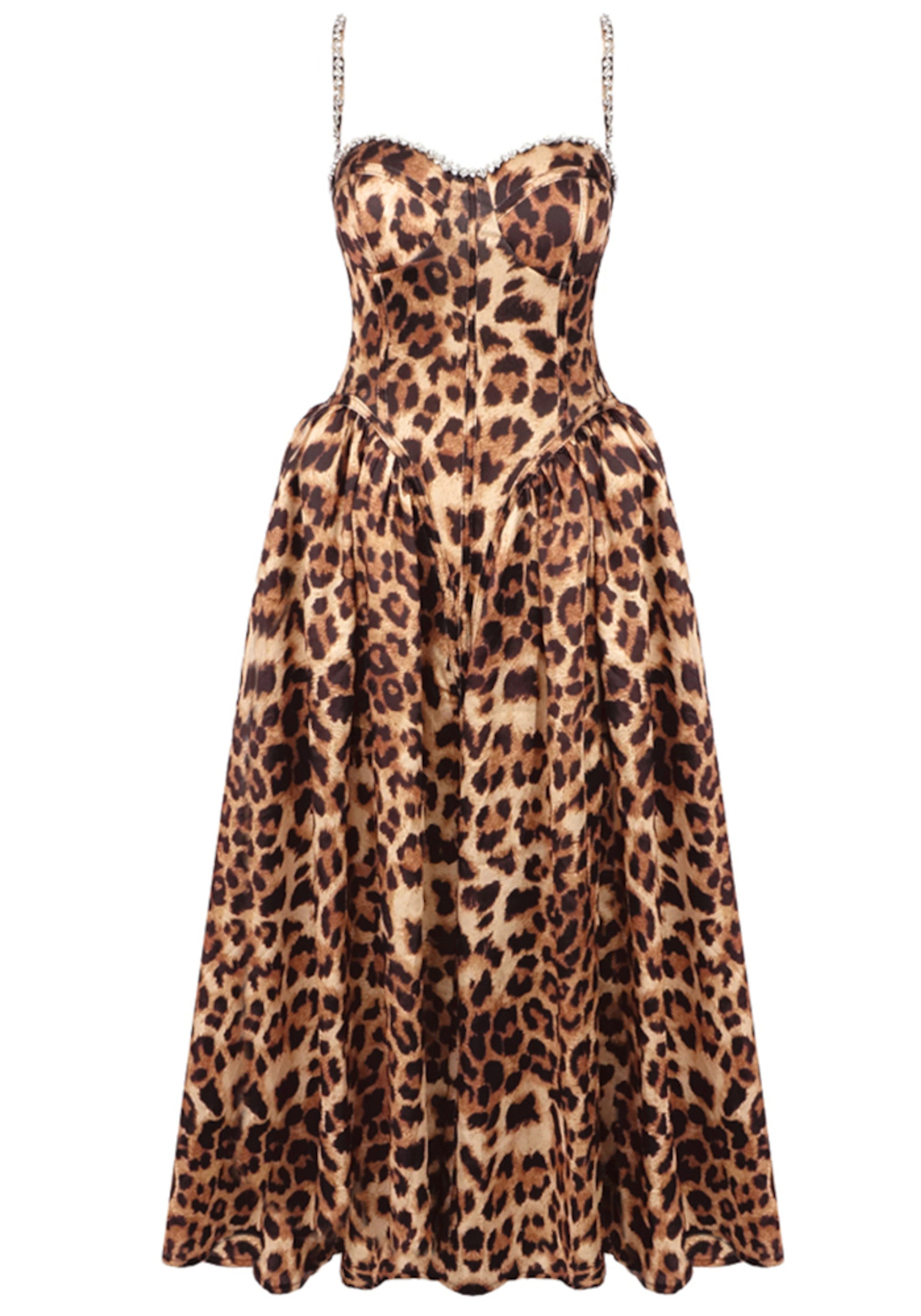 MIDI-KLEID MIT LEOPARDENMUSTER