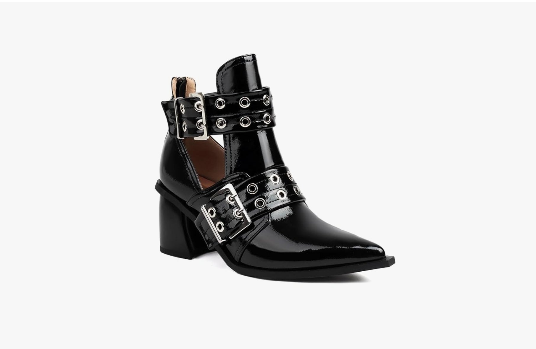 BUCKLED LUG SOLE ANKLE BOOTS
