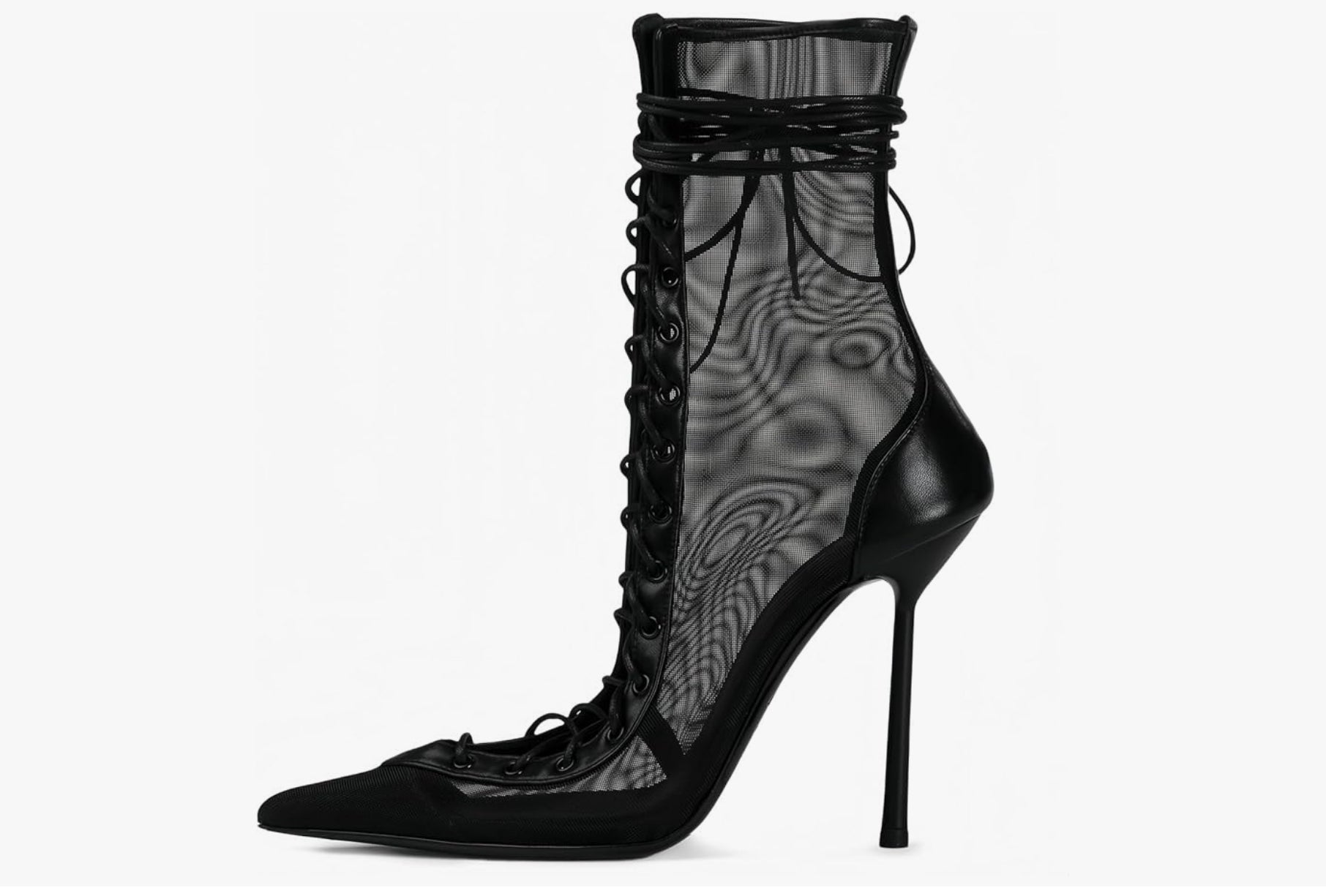 LACE-UP MESH ANKLE BOOTS