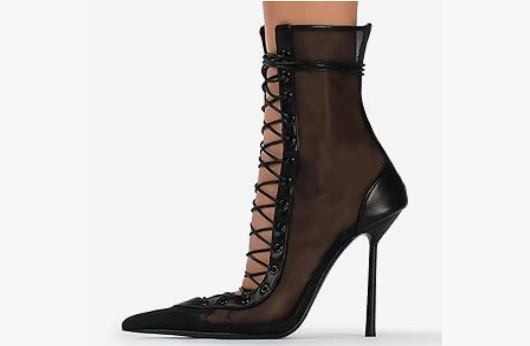 LACE-UP MESH ANKLE BOOTS