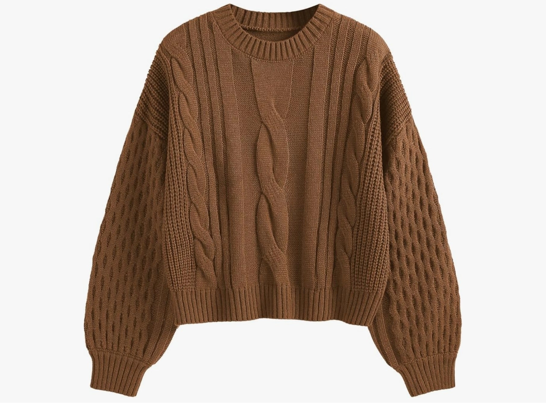 TEXTURED CABLE KNIT SWEATER