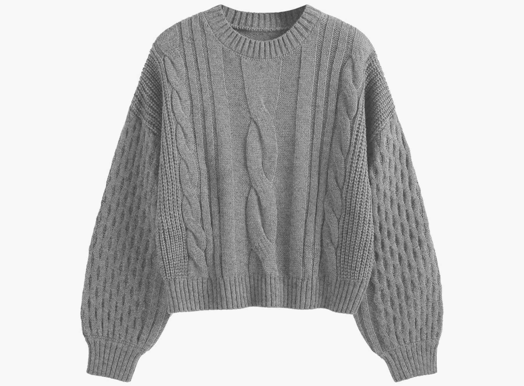 TEXTURED CABLE KNIT SWEATER
